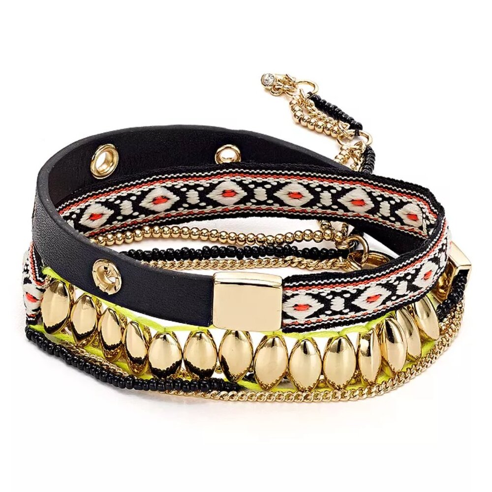 Rebecca Minkoff - Mixed Media Wrap Bracelet (Gold/Multi)